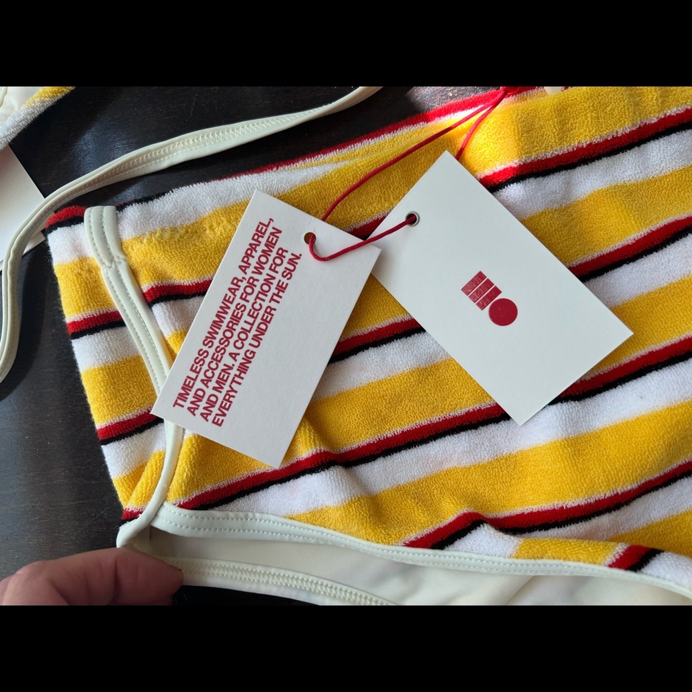 Solid And Striped High Waisted Terrycloth Bikini … - image 5